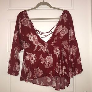 red floral top